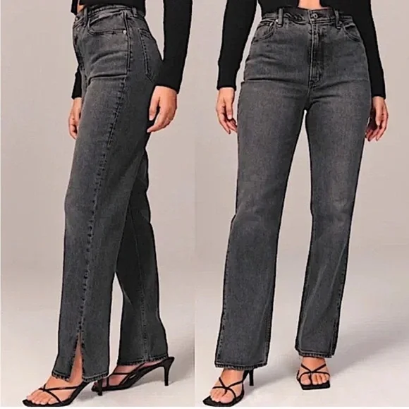 Abercrombie & Fitch SIZE 26 LONG CURVE LOVE The 90s Straight High Rise Jeans - Picture 2 of 7